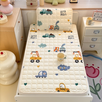 91家纺网 家纺一手货源 找家纺 禧缘家纺（原梦想家）2025新款A类儿童幼儿园学生宿舍绑带款夹棉床单全棉夹棉软垫 工程队