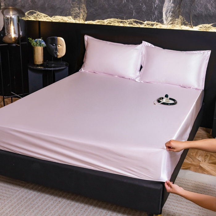 91家纺网 家纺一手货源 找家纺 梦舒羽2025新款防水冰丝纯色床笠凉爽柔顺床垫保护罩 防水冰丝床笠-淡雅玉