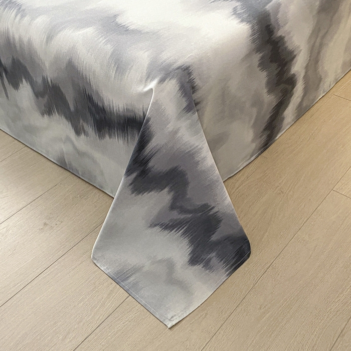 91家纺网 家纺一手货源 找家纺 鑫钰 2025新款老粗布床单床笠系列-格纹系列 水墨纹