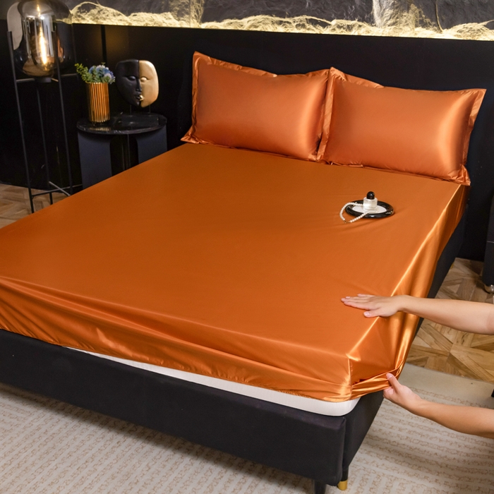 91家纺网 家纺一手货源 找家纺 梦舒羽2025新款防水冰丝纯色床笠凉爽柔顺床垫保护罩 防水冰丝床笠-咖啡