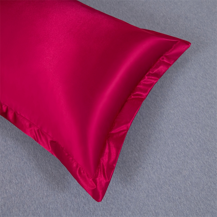 91家纺网 家纺一手货源 找家纺 梦舒羽2025新款防水冰丝纯色双人枕套情侣1.8m枕芯套内胆套 防水冰丝双人枕套-酒红色