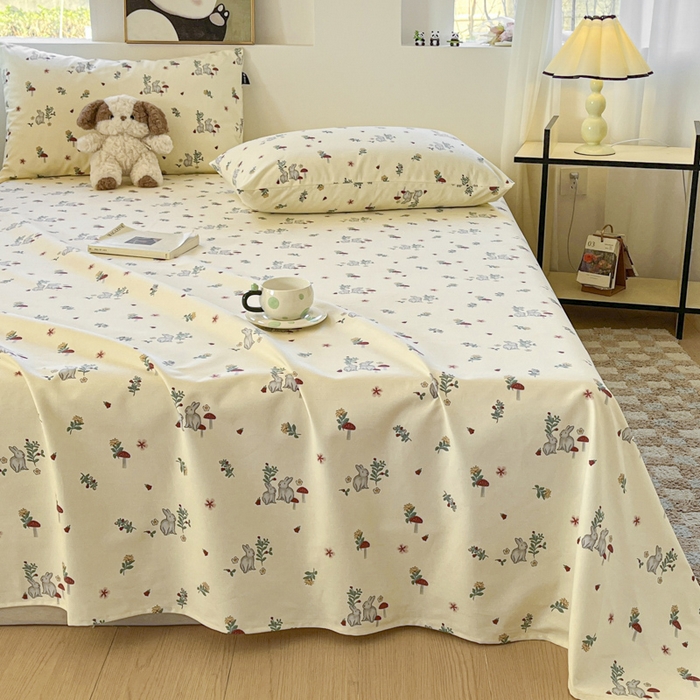 91家纺网 家纺一手货源 找家纺 鑫钰 2025新款纯棉老粗布单床单-卡通系列 花枝免