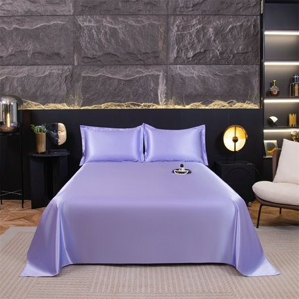 圣比熊2025新款防水冰丝纯色床单凉爽柔顺宿舍双人床单 防水款-雪青色
