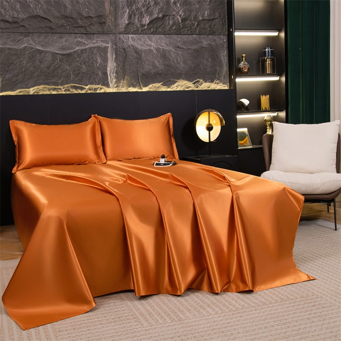 91家纺网 家纺一手货源 找家纺 梦舒羽 2025新款防水冰丝纯色床单凉爽柔顺宿舍双人床单 防水冰丝床单-咖啡