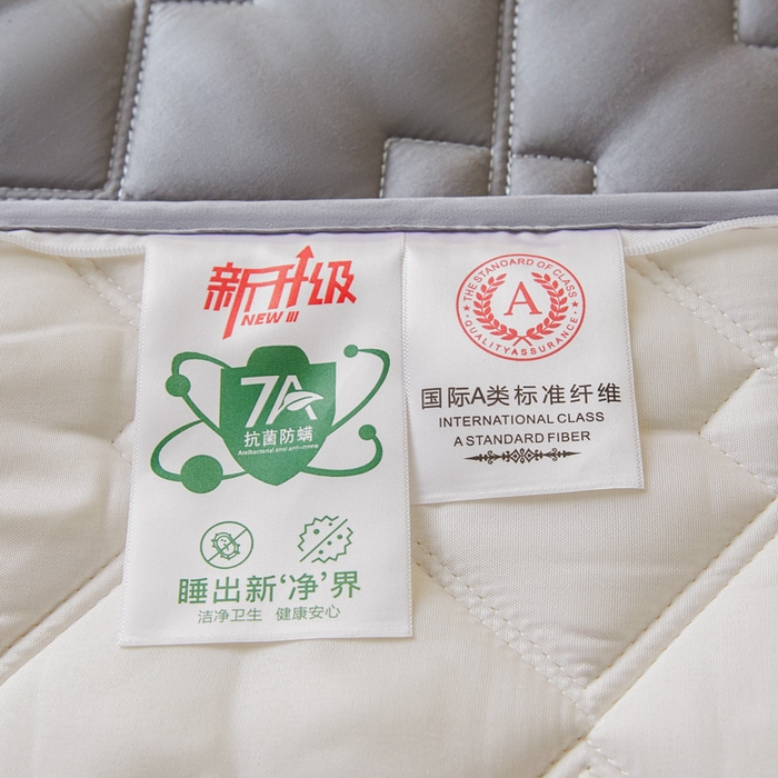 91家纺网 家纺一手货源 找家纺 鑫钰2025新款纯棉全棉六面全包床笠 四方格-全包床笠-灰色