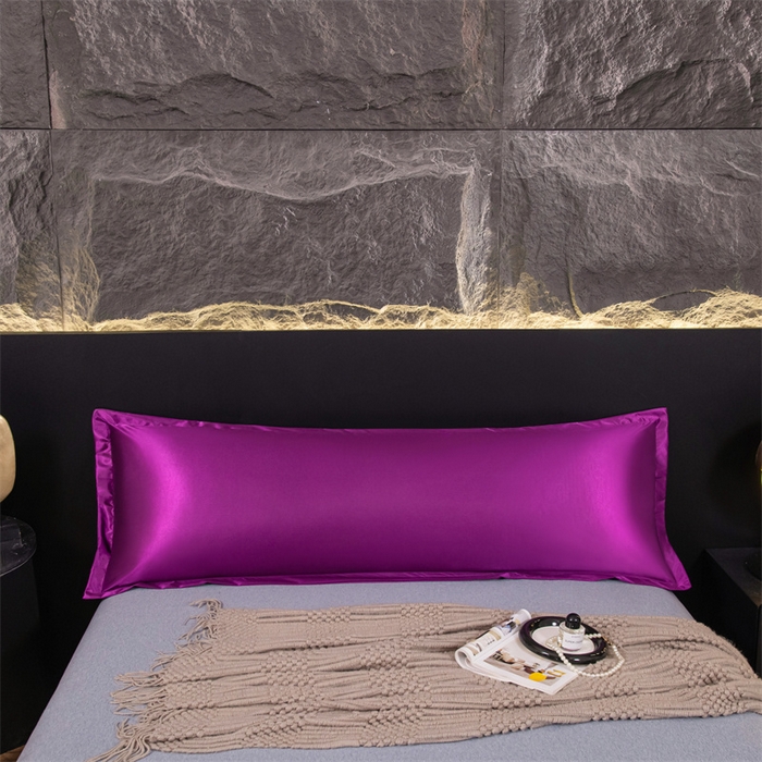 91家纺网 家纺一手货源 找家纺 梦舒羽2025新款防水冰丝纯色双人枕套情侣1.8m枕芯套内胆套 防水冰丝双人枕套-魅惑紫