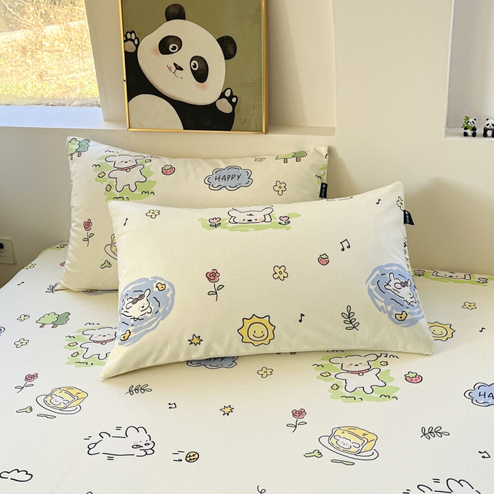 91家纺网 家纺一手货源 找家纺 鑫钰 2025新款纯棉老粗布单床单-卡通系列 米多