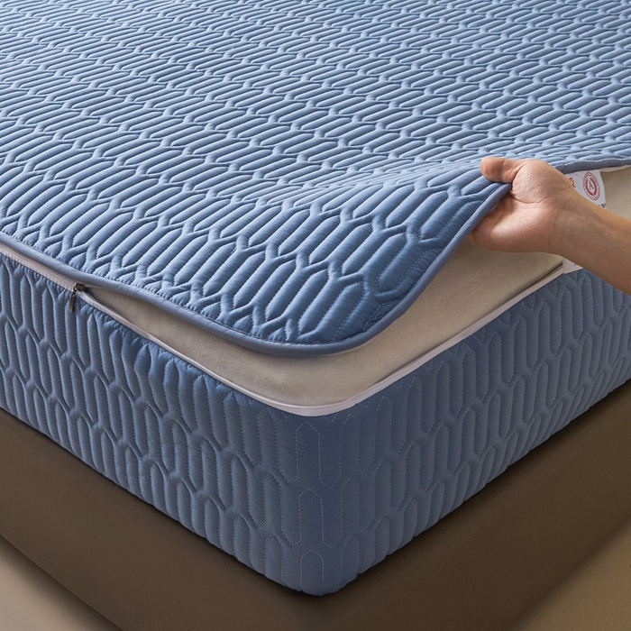 91家纺网 家纺一手货源 找家纺 鑫钰2025新款纯棉全棉六面全包床笠 经典款-全包床笠-湖蓝