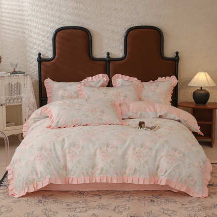 91家纺网 家纺一手货源 找家纺 （总）简宜2025新款荷叶双层纯棉边四件套