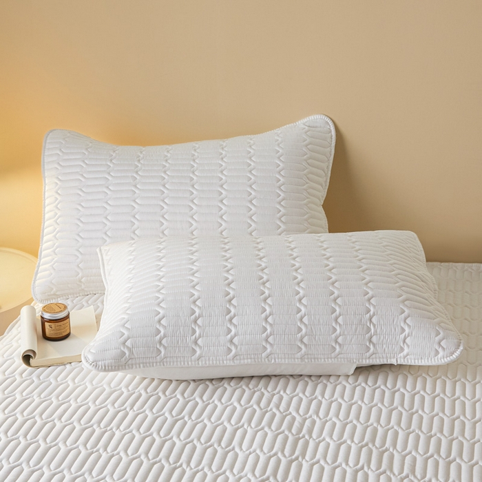 91家纺网 家纺一手货源 找家纺 鑫钰2025新款纯棉全棉六面全包床笠 经典款-全包床笠-白色