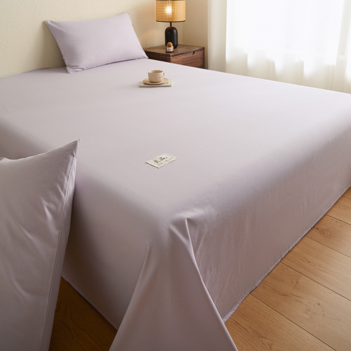 91家纺网 家纺一手货源 找家纺 鑫钰2025新款纯棉全棉老粗布床单--LP纯色系列 黛紫