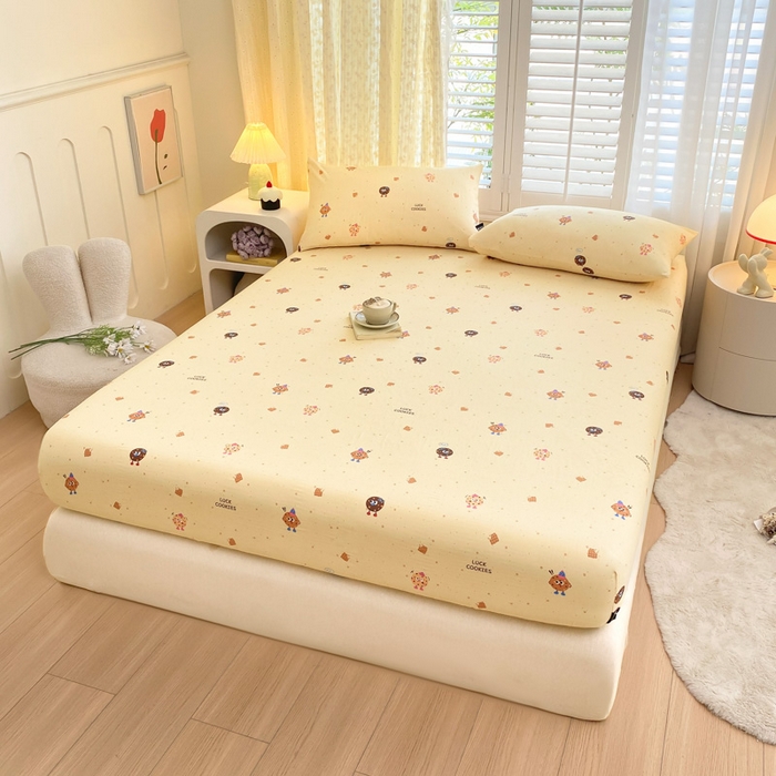 91家纺网 家纺一手货源 找家纺 鑫钰 2025新款全棉有氧双层纱床笠 甜茶