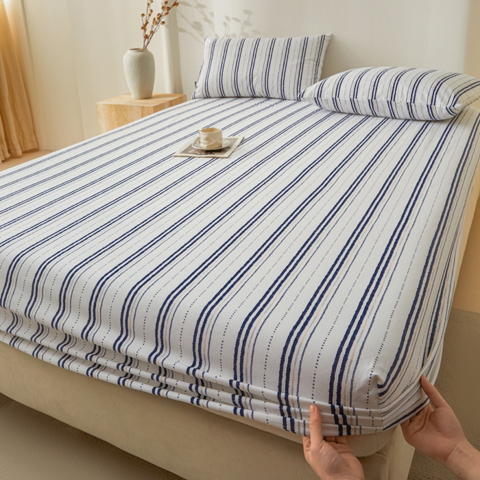 91家纺网 家纺一手货源 找家纺 鑫钰2025新款纯棉全棉老粗布床笠--北欧风 胡里奥（兰）