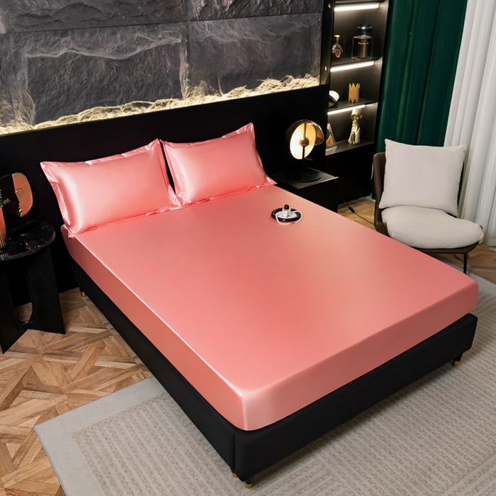 91家纺网 家纺一手货源 找家纺 梦舒羽2025新款防水冰丝纯色床笠凉爽柔顺床垫保护罩 防水冰丝床笠-玉色