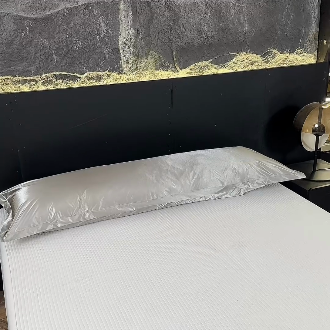 91家纺网 家纺一手货源 找家纺 圣比熊2025新款防水冰丝纯色双人枕套情侣1.8m枕芯套内胆套 防水款-典雅灰