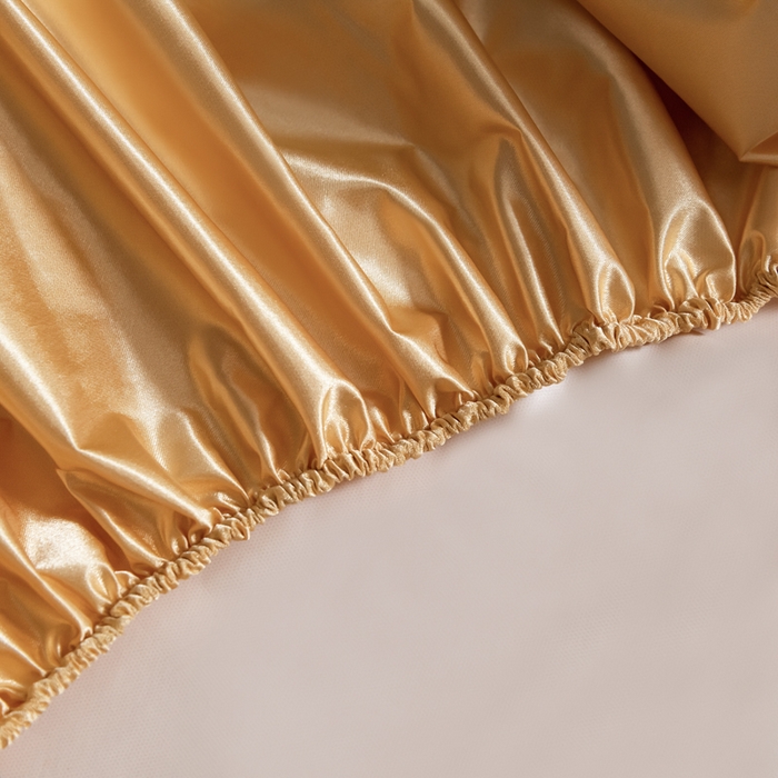 91家纺网 家纺一手货源 找家纺 梦舒羽2025新款防水冰丝纯色床笠凉爽柔顺床垫保护罩 防水冰丝床笠-金驼色