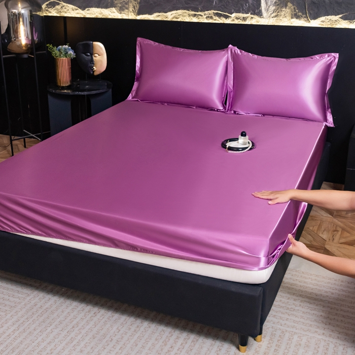 91家纺网 家纺一手货源 找家纺 梦舒羽2025新款防水冰丝纯色床笠凉爽柔顺床垫保护罩 防水冰丝床笠-豆沙色