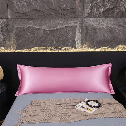 91家纺网 家纺一手货源 找家纺 梦舒羽2025新款防水冰丝纯色双人枕套情侣1.8m枕芯套内胆套 防水冰丝双人枕套-粉色