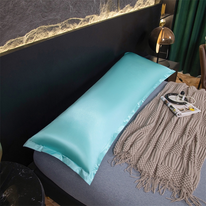 91家纺网 家纺一手货源 找家纺 梦舒羽2025新款防水冰丝纯色双人枕套情侣1.8m枕芯套内胆套 防水冰丝双人枕套-水蓝色