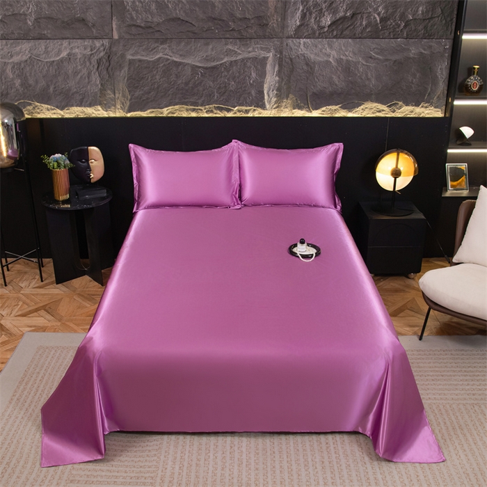 91家纺网 家纺一手货源 找家纺 梦舒羽 2025新款防水冰丝纯色床单凉爽柔顺宿舍双人床单 防水冰丝床单-豆沙色