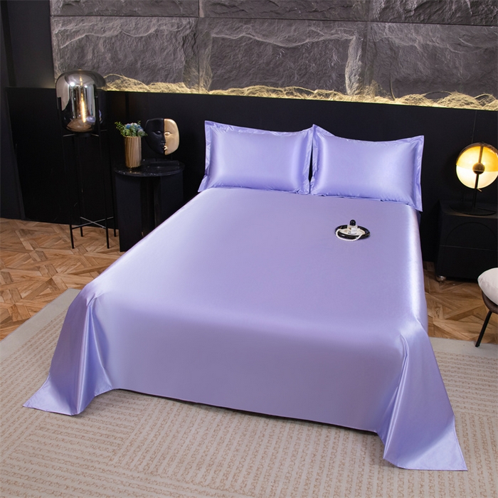 91家纺网 家纺一手货源 找家纺 梦舒羽 2025新款防水冰丝纯色床单凉爽柔顺宿舍双人床单 防水冰丝床单-雪青色