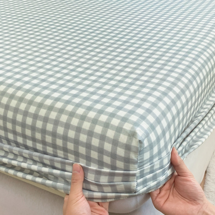 91家纺网 家纺一手货源 找家纺 鑫钰 2025新款全棉有氧双层纱床笠 格于灰