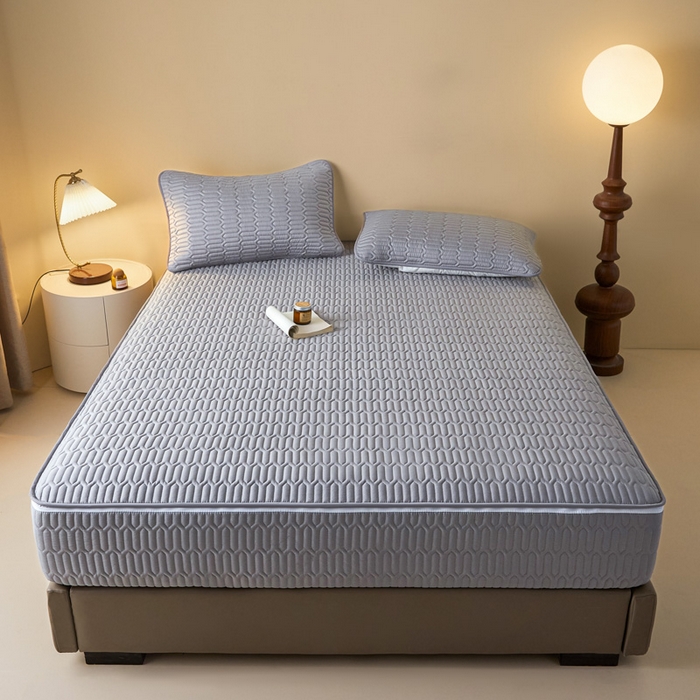 91家纺网 家纺一手货源 找家纺 鑫钰2025新款纯棉全棉六面全包床笠 经典款-全包床笠-灰色