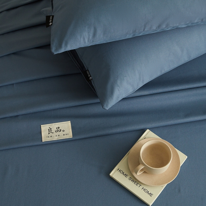 91家纺网 家纺一手货源 找家纺 鑫钰2025新款纯棉全棉老粗布床单--LP纯色系列 宝蓝