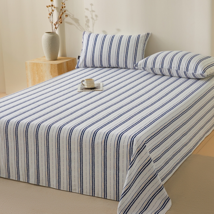 91家纺网 家纺一手货源 找家纺 鑫钰2025新款纯棉全棉老粗布床单--北欧风 胡里奥（兰）