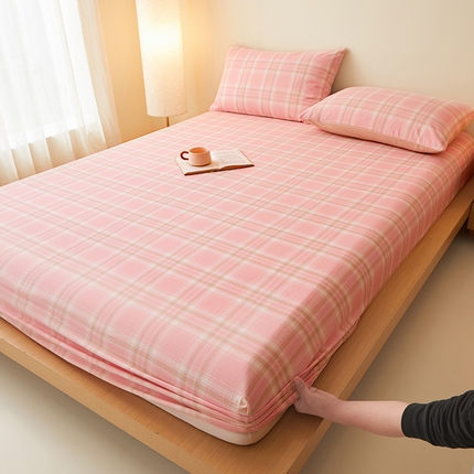 91家纺网 家纺一手货源 找家纺 曼陀罗 2025新款无印风格子床笠 寇粉