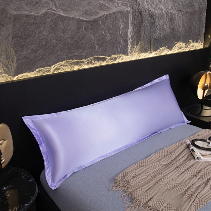 91家纺网 家纺一手货源 找家纺 梦舒羽2025新款防水冰丝纯色双人枕套情侣1.8m枕芯套内胆套 防水冰丝双人枕套-雪青色