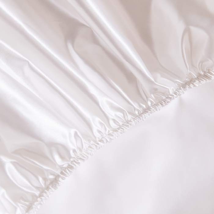 91家纺网 家纺一手货源 找家纺 梦舒羽2025新款防水冰丝纯色床笠凉爽柔顺床垫保护罩 防水冰丝床笠-光洁白