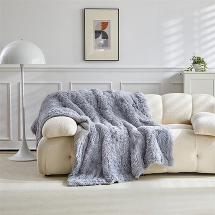 温宁2025新款跨境外贸专供冰激凌长毛毯 冰淇淋-浅灰