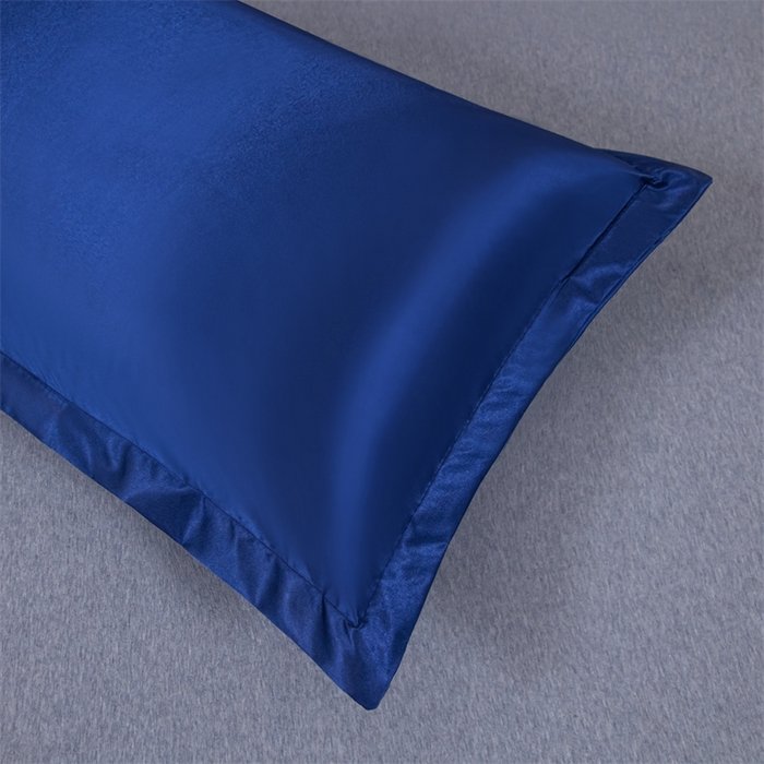 91家纺网 家纺一手货源 找家纺 梦舒羽2025新款防水冰丝纯色双人枕套情侣1.8m枕芯套内胆套 防水冰丝双人枕套-深海蓝