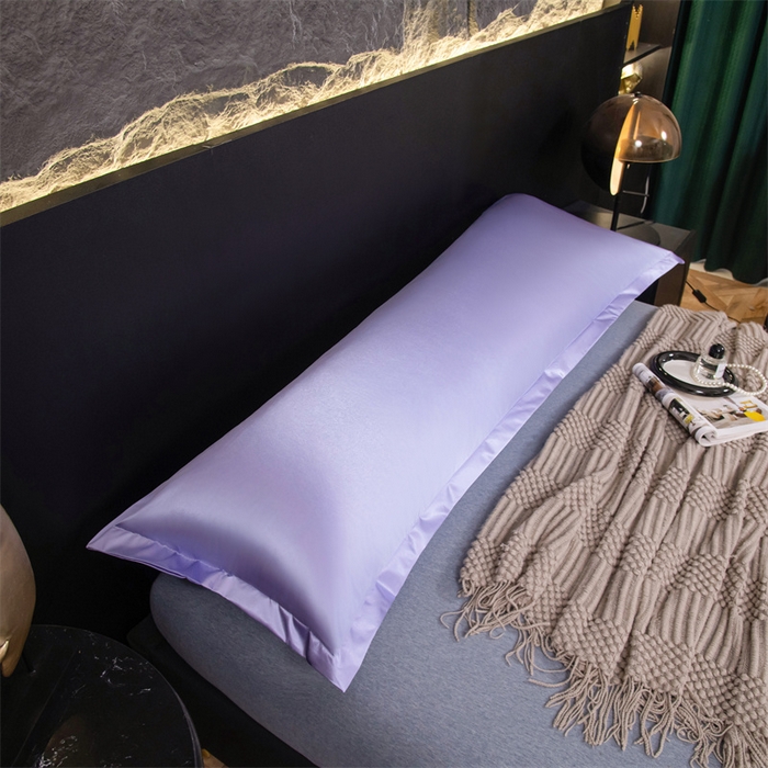 91家纺网 家纺一手货源 找家纺 梦舒羽2025新款防水冰丝纯色双人枕套情侣1.8m枕芯套内胆套 防水冰丝双人枕套-雪青色