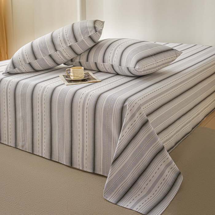 91家纺网 家纺一手货源 找家纺 鑫钰2025新款纯棉全棉老粗布床单--北欧风 莫奈（灰）