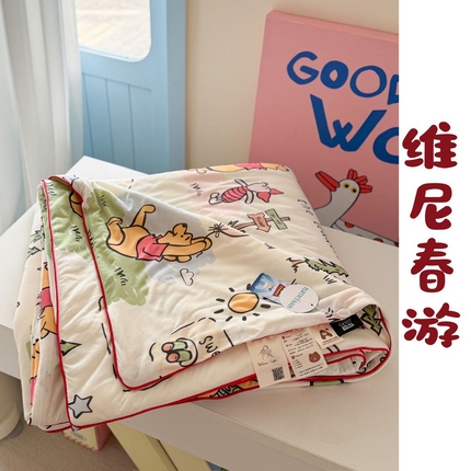 暖生活2025新款牛奶针织棉夏被-迪士尼系列 维尼春游
