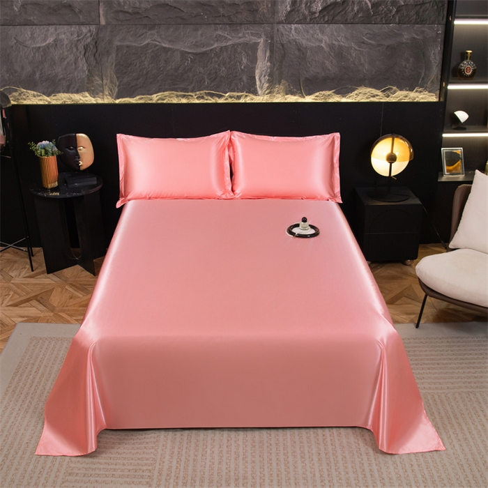 91家纺网 家纺一手货源 找家纺 梦舒羽 2025新款防水冰丝纯色床单凉爽柔顺宿舍双人床单 防水冰丝床单-玉色