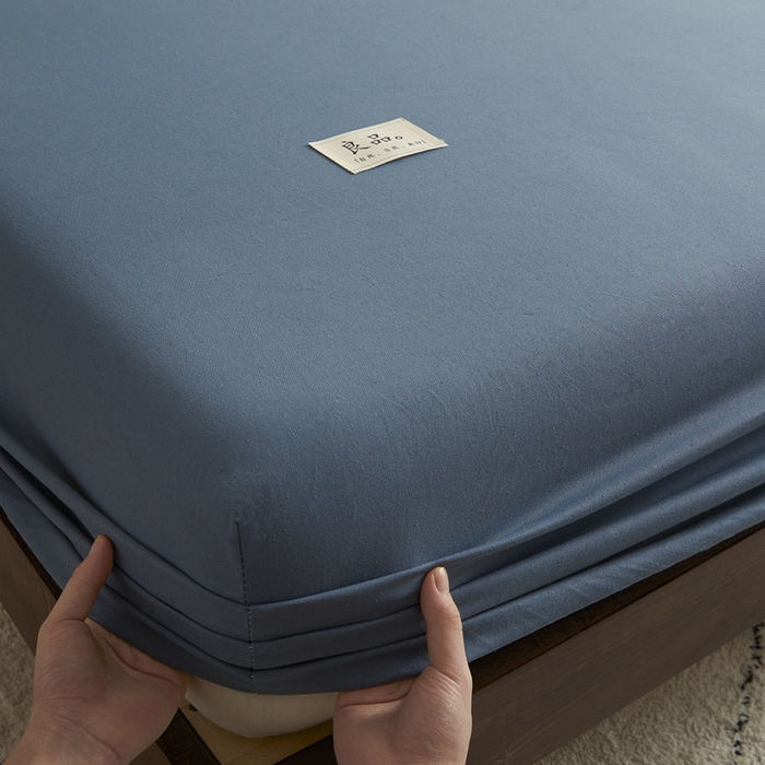 91家纺网 家纺一手货源 找家纺 鑫钰2025新款纯棉全棉老粗布床笠--LP纯色系列 宝蓝