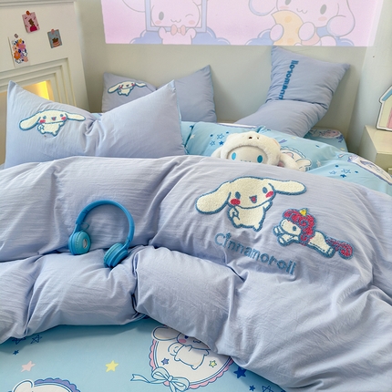 乐坊 2025新款三丽鸥系列云朵棉毛巾绣四件套 玉桂狗蓝
