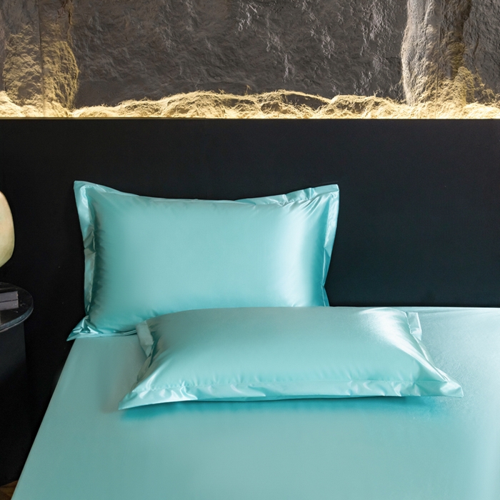 91家纺网 家纺一手货源 找家纺 梦舒羽2025新款防水冰丝纯色床笠凉爽柔顺床垫保护罩 防水冰丝床笠-水蓝色