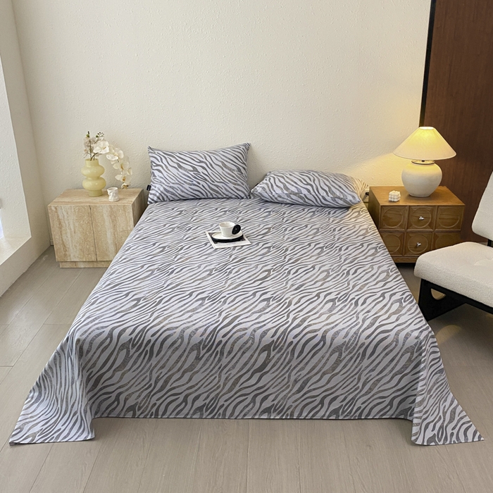 91家纺网 家纺一手货源 找家纺 鑫钰 2025新款老粗布床单床笠系列-格纹系列 豹纹灰