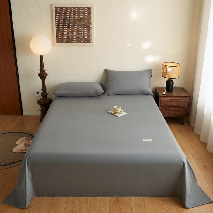 91家纺网 家纺一手货源 找家纺 鑫钰2025新款纯棉全棉老粗布床单--LP纯色系列 深灰