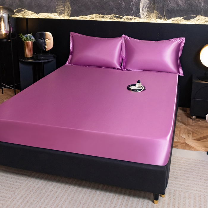 91家纺网 家纺一手货源 找家纺 梦舒羽2025新款防水冰丝纯色床笠凉爽柔顺床垫保护罩 防水冰丝床笠-豆沙色