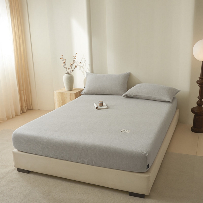 91家纺网 家纺一手货源 找家纺 （总）鑫钰 2025新款A类全棉双棉皱皱纱床笠