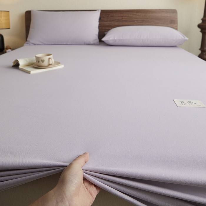 91家纺网 家纺一手货源 找家纺 鑫钰2025新款纯棉全棉老粗布床笠--LP纯色系列 黛紫