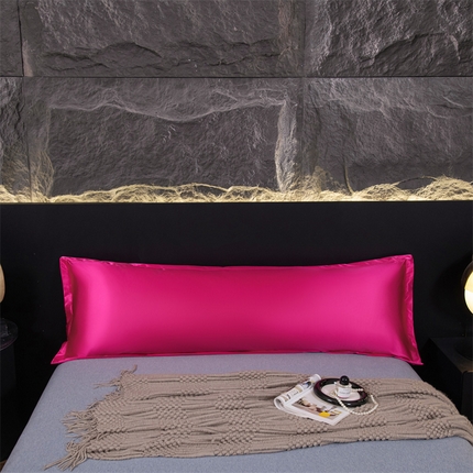 91家纺网 家纺一手货源 找家纺 圣比熊2025新款防水冰丝纯色双人枕套情侣1.8m枕芯套内胆套 防水款-玫红色