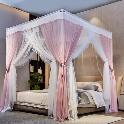 夏彩 2025新款雪纺双层加柔加密外撑式25烤漆加粗宫廷蚊帐支架-88611 88611豆沙红