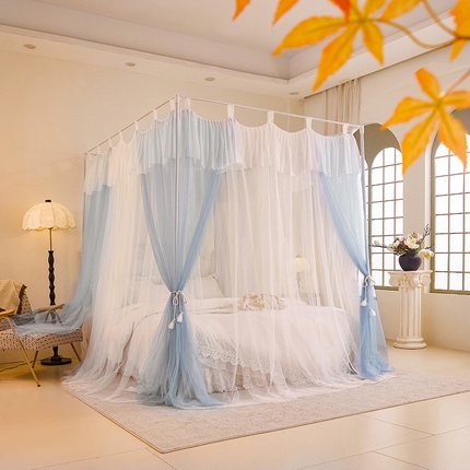 91家纺网 家纺一手货源 找家纺 （总）都市缘蚊帐 2025新款A200双层纱落地宫廷蚊帐烤漆支架