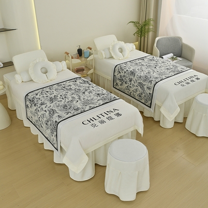 91家纺网 家纺一手货源 找家纺 （总）不打烊家纺 2025新款贡棉美 容床罩印花款-花千城（支持logo定制）